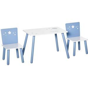 HOMCOM 3 Pcs Kids Table & Chairs Set w/Wood Legs Safe Corners Cute Stars Seating Mini Furniture Home Playroom Bedroom Dining Room Blue HOMCOM 3 Pcs Kids Table & Chairs Set w/Wood Legs Safe Corners Cute Stars Seating Mini Furniture Home Playroom Bedroom Dining Room Blue