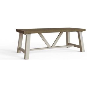 FWStyle Reclaimed Pine Large 200cm Dining Table in a Rustic Farmhouse Driftwood and Truffle Finish. FWStyle Reclaimed Pine Large 200cm Dining Table in a Rustic Farmhouse Driftwood and Truffle Finish.