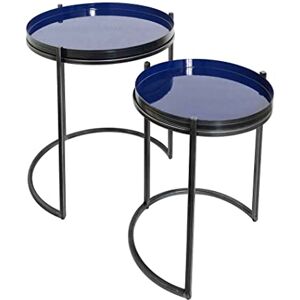 ASPECT Hannah Round Metal Tray Top Nest Of 2 Table (Grey/Blue) ASPECT Hannah Round Metal Tray Top Nest Of 2 Table (Grey/Blue)