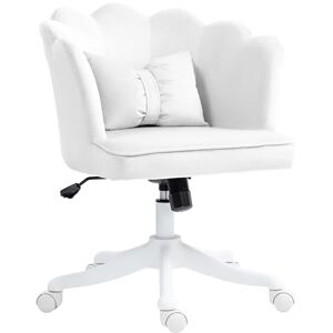 HOMCOM Computer Desk Chair, Armless Makeup Vanity Chair with Shell Back, Bow Pillow, Height Adjustable, Swivel Wheels for Home, Bedroom, White HOMCOM Computer Desk Chair, Armless Makeup Vanity Chair with Shell Back, Bow Pillow, Height Adjustable, Swivel Wheels for Home, Bedroom, White