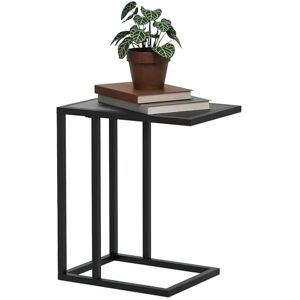 HOMCOM C Shape End Table w/Metal Frame Sofa Side Table Narrow Snack Coffee Table for Living Room, Black Wood Effect HOMCOM C Shape End Table w/Metal Frame Sofa Side Table Narrow Snack Coffee Table for Living Room, Black Wood Effect