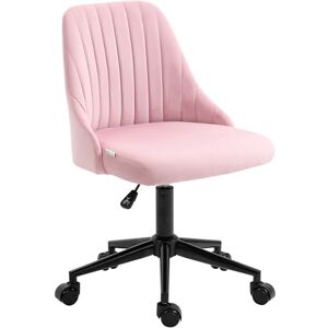 Vinsetto Armless Office Chair, Velvet Computer Desk Chair, Scallop Shape Swivel Chair with Adjustable Height and Wheels for Home Office Study Bedroom, Pink Vinsetto Armless Office Chair, Velvet Computer Desk Chair, Scallop Shape Swivel Chair with Adjustable Height and Wheels for Home Office Study Bedroom, Pink