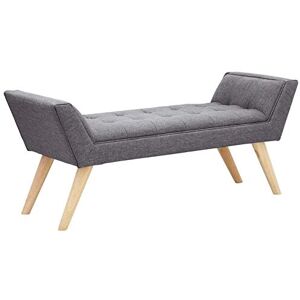 GFW Milan Upholstered Storage Bench, Window Seat With A Padded Stool Seat With Accent Solid Wood Legs, Suitable for Living Room Bedroom Hallway Or Dining Room, Dark Grey, H-51cm x W-118cm x D-43cm GFW Milan Upholstered Storage Bench, Window Seat With A Padded Stool Seat With Accent Solid Wood Legs, Suitable for Living Room Bedroom Hallway Or Dining Room, Dark Grey, H-51cm x W-118cm x D-43cm