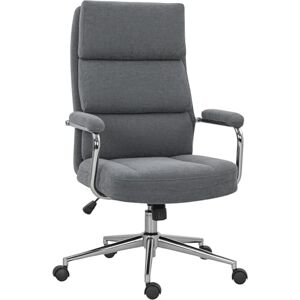 HOMCOM Executive Office Chair, Linen Fabric Computer Desk Chair with Double-Layer Back Cushion, Tilt Function, Height Adjustable for Home, Charcoal Grey HOMCOM Executive Office Chair, Linen Fabric Computer Desk Chair with Double-Layer Back Cushion, Tilt Function, Height Adjustable for Home, Charcoal Grey