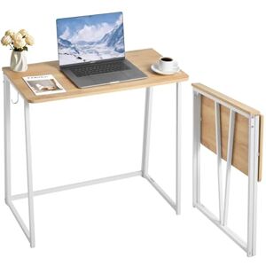 VEVOR Folding Desk, 80 cm Small Foldable Table for Compact Spaces, Space Saving Computer Table, Sturdy Particleboard with Storage Hooks, Writing Workstation for Home Office, Easy Assembly, Oak VEVOR Folding Desk, 80 cm Small Foldable Table for Compact Spaces, Space Saving Computer Table, Sturdy Particleboard with Storage Hooks, Writing Workstation for Home Office, Easy Assembly, Oak