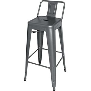 Bolero Bistro High Stool With Backrest Set (Pack of 4), Gun Metal Grey, Powder-Coated Steel, Seat Height: 770mm, Indoor and Outdoor Stools Restaurant, Bars, Clubs and Home Use, DM935 Bolero Bistro High Stool With Backrest Set (Pack of 4), Gun Metal Grey, Powder-Coated Steel, Seat Height: 770mm, Indoor and Outdoor Stools Restaurant, Bars, Clubs and Home Use, DM935