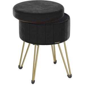 SONGMICS Storage Ottoman, Velvet Dressing Table Stool, 39 x 44.4 cm (Dia. x H), Round Storage Stool Seat, 4 Metal Legs, for Dressing Room, Living Room, Bedroom, Ink Black LOM003B51 SONGMICS Storage Ottoman, Velvet Dressing Table Stool, 39 x 44.4 cm (Dia. x H), Round Storage Stool Seat, 4 Metal Legs, for Dressing Room, Living Room, Bedroom, Ink Black LOM003B51