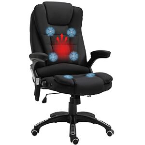 Vinsetto Office Chair, Ergonomic Fabric Desk Chair with 6-Point Massage and Back Heated, Arms, Lumbar Support, Black Vinsetto Office Chair, Ergonomic Fabric Desk Chair with 6-Point Massage and Back Heated, Arms, Lumbar Support, Black