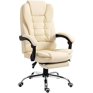 HOMCOM Executive Office Chair, PU Leather High Back Desk Chair with Adjustable Height, Recliner Computer Swivel Chair with Footrest for Home Office, Cream White HOMCOM Executive Office Chair, PU Leather High Back Desk Chair with Adjustable Height, Recliner Computer Swivel Chair with Footrest for Home Office, Cream White