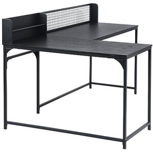 FurnitureR L Shaped Corner Desk Industrial Computer Table Large Storage Surface with Metal Legs, Computer Workstation Study Gaming Desk for Home Office, Black R FurnitureR L Shaped Corner Desk Industrial Computer Table Large Storage Surface with Metal Legs, Computer Workstation Study Gaming Desk for Home Office, Black R