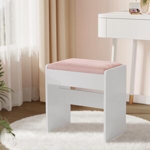 VASAGLE Dressing Table Stool, Upholstered Makeup Stool, Velvet Vanity Stool, Footrest with Anti-Slip Pads, for Dressing Room, Bedroom, Entryway, Matte White and Jelly Pink RDS001W02 VASAGLE Dressing Table Stool, Upholstered Makeup Stool, Velvet Vanity Stool, Footrest with Anti-Slip Pads, for Dressing Room, Bedroom, Entryway, Matte White and Jelly Pink RDS001W02