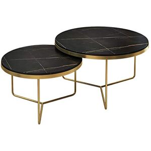 YYCHENY Coffee Table Set of 2 Nesting Coffee Tables, Stackable Living Room Side Tables with Marble Texture and Metal Frame, Circular Side End Table for Living Room YYCHENY Coffee Table Set of 2 Nesting Coffee Tables, Stackable Living Room Side Tables with Marble Texture and Metal Frame, Circular Side End Table for Living Room