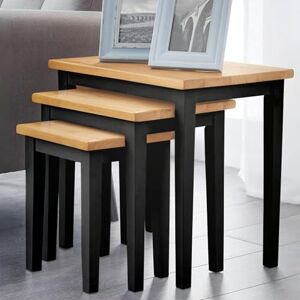 Julian Bowen Cleo Nest of Tables Set of 3, Nesting Oak Side Table for Living Room, Stacking End Table for Small Spaces, 46 x 48 x 33 cm Black & Oak Effect Julian Bowen Cleo Nest of Tables Set of 3, Nesting Oak Side Table for Living Room, Stacking End Table for Small Spaces, 46 x 48 x 33 cm Black & Oak Effect