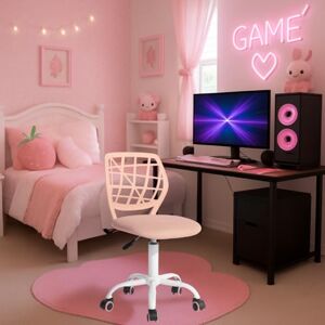 FurnitureR Ergonomic Computer Gaming Chair Home Entertainment Video and Computer Game,E-Sports Leisure Time Play for Teen Boy Girl,Height Adjustable with Lumbar Support,360 Swivel Caster,Pink I FurnitureR Ergonomic Computer Gaming Chair Home Entertainment Video and Computer Game,E-Sports Leisure Time Play for Teen Boy Girl,Height Adjustable with Lumbar Support,360 Swivel Caster,Pink I