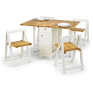 Julian Bowen White/Natural Wood Savoy Compact Dining Set Julian Bowen White/Natural Wood Savoy Compact Dining Set