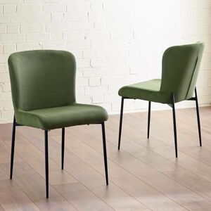 Julian Bowen Leonie Dining Chairs – Set of 2 Velvet Kitchen Chairs with Black Metal Legs, Modern Armless Upholstered Seat – Green Julian Bowen Leonie Dining Chairs – Set of 2 Velvet Kitchen Chairs with Black Metal Legs, Modern Armless Upholstered Seat – Green