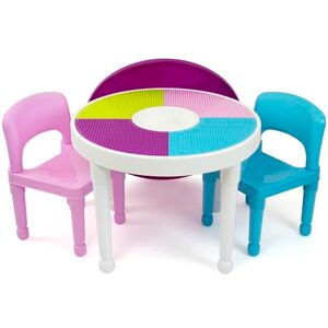 Humble Crew Forever 2-in-1 Building Blocks Compatible Round BPA Free Plastic Multi-Activity Table and 2 Chairs Set for Toddlers, Lightweight and Easy to Clean Furniture White/Pink/Purple/Turquoise Humble Crew Forever 2-in-1 Building Blocks Compatible Round BPA Free Plastic Multi-Activity Table and 2 Chairs Set for Toddlers, Lightweight and Easy to Clean Furniture White/Pink/Purple/Turquoise