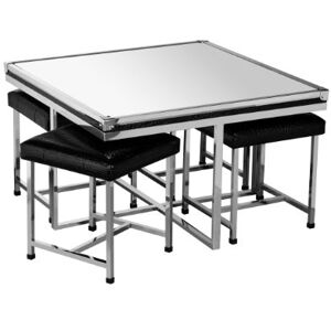 Premier Housewares Stainless Steel Mirror Table and Stool Set with Crocodile Effect Detail, 5-Piece Premier Housewares Stainless Steel Mirror Table and Stool Set with Crocodile Effect Detail, 5-Piece