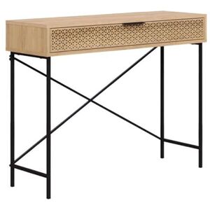 FWStyle Sapphire Oak 1 Drawer Console Table Laser Cut Drawer Metal Cross Frame FWStyle Sapphire Oak 1 Drawer Console Table Laser Cut Drawer Metal Cross Frame