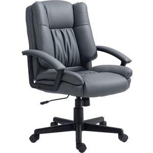 HOMCOM Office Chair, Computer Desk Chair, PU Leather Mid Back Executive Chair with Adjustable Height and Swivel Rolling Wheels for Home Study, Dark Grey HOMCOM Office Chair, Computer Desk Chair, PU Leather Mid Back Executive Chair with Adjustable Height and Swivel Rolling Wheels for Home Study, Dark Grey