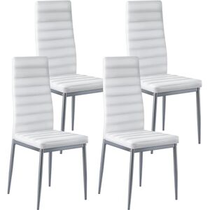 VEVOR Modern Dining Room Accent Chairs Set of 4, Upholstered Leather Side Chair for Dining Tables, Space-Saving Kitchen Table Chair with Thick Cushions and Metal Legs, White VEVOR Modern Dining Room Accent Chairs Set of 4, Upholstered Leather Side Chair for Dining Tables, Space-Saving Kitchen Table Chair with Thick Cushions and Metal Legs, White