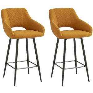 HOMCOM Bar Stools Set of 2, Velvet-Touch Fabric Counter Height Bar Chairs, Kitchen Stools with Steel Legs for Dining Area, Kitchen Island Barstools, Brown HOMCOM Bar Stools Set of 2, Velvet-Touch Fabric Counter Height Bar Chairs, Kitchen Stools with Steel Legs for Dining Area, Kitchen Island Barstools, Brown