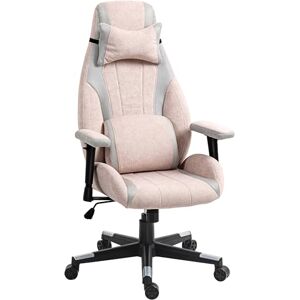 HOMCOM Gaming Chair with Lumbar Support, Headrest for Adults, Fabric Desk Computer Chair with Adjustable Height and Armrest, 360° Swivel for Home Office, Pale Pink HOMCOM Gaming Chair with Lumbar Support, Headrest for Adults, Fabric Desk Computer Chair with Adjustable Height and Armrest, 360° Swivel for Home Office, Pale Pink