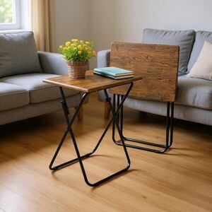 FurnitureR Wooden Folding TV Tray Table, 38.1 x 48 cm Top, Black Metal Frame, 66.5 cm Height, flat pack, walnut MDF table Top, 2pcs FurnitureR Wooden Folding TV Tray Table, 38.1 x 48 cm Top, Black Metal Frame, 66.5 cm Height, flat pack, walnut MDF table Top, 2pcs