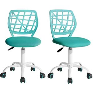 FurnitureR Desk Chair Office Chair Fabric Seat Ergonomic Study Chair without Armrest, Adjustable Height Swivel Chair, set of 2,Aqua,I FurnitureR Desk Chair Office Chair Fabric Seat Ergonomic Study Chair without Armrest, Adjustable Height Swivel Chair, set of 2,Aqua,I