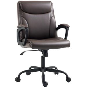 HOMCOM Executive Office Chair, Faux Leather Desk Chair with Height Adjustable, Swivel Wheels and Tilt Function, Computer Chair for Home Office and Study Room, Brown HOMCOM Executive Office Chair, Faux Leather Desk Chair with Height Adjustable, Swivel Wheels and Tilt Function, Computer Chair for Home Office and Study Room, Brown