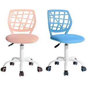 FurnitureR Desk Chair Office Chair Fabric Seat Ergonomic Study Chair without Armrest, Adjustable Height Swivel Chair, set of 2,Blue+Light pink,I FurnitureR Desk Chair Office Chair Fabric Seat Ergonomic Study Chair without Armrest, Adjustable Height Swivel Chair, set of 2,Blue+Light pink,I