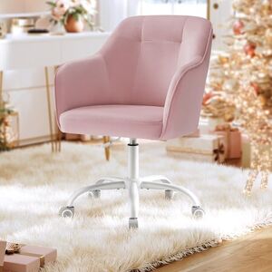 SONGMICS Office Chair, Swivel Chair, Desk Chair, Makeup Vanity Chair, Adjustable Height, Armrests, 110 kg Load, Velvet, Home Office, Study, Bedroom, Jelly Pink OBG019R12 SONGMICS Office Chair, Swivel Chair, Desk Chair, Makeup Vanity Chair, Adjustable Height, Armrests, 110 kg Load, Velvet, Home Office, Study, Bedroom, Jelly Pink OBG019R12