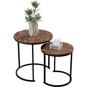 Vida Designs Brooklyn Nest of 2 Round Tables Living Room Stacking side End Tables Metal Frame (Dark Wood) Vida Designs Brooklyn Nest of 2 Round Tables Living Room Stacking side End Tables Metal Frame (Dark Wood)