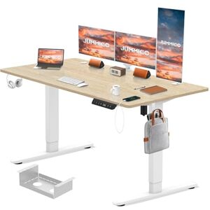 JUMMICO Electric Height Adjustable Desk 180x80 cm with Charging Station, Height Adjustable Computer Desk with Cable Management, Ergonomic Sit-Stand Desk Adjustable Height Table, Beige JUMMICO Electric Height Adjustable Desk 180x80 cm with Charging Station, Height Adjustable Computer Desk with Cable Management, Ergonomic Sit-Stand Desk Adjustable Height Table, Beige