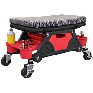 HOMCOM Rolling Mechanic Stool, 135kg Capacity Workshop Stool, 360° Swivel Roller Padded Creeper Seat with Wheels, Slide Out Tool Trays and Drawer for Garage, Shop, Auto Repair, Black HOMCOM Rolling Mechanic Stool, 135kg Capacity Workshop Stool, 360° Swivel Roller Padded Creeper Seat with Wheels, Slide Out Tool Trays and Drawer for Garage, Shop, Auto Repair, Black