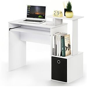 Furinno ECON Desk, Gaming Desk with Keyboard Tray, Computer Desk, Office Desk with Side Shelves and Storage Bin for Home Office, Plain White Furinno ECON Desk, Gaming Desk with Keyboard Tray, Computer Desk, Office Desk with Side Shelves and Storage Bin for Home Office, Plain White