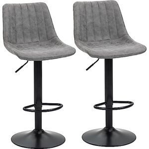 HOMCOM Modern Bar Stools Set of 2, Height Adjustable Swivel Bar Chairs with Backrest, Gas Lift and Footrest, Microfibre Barstools for Breakfast Counter, Kitchen Island, Grey HOMCOM Modern Bar Stools Set of 2, Height Adjustable Swivel Bar Chairs with Backrest, Gas Lift and Footrest, Microfibre Barstools for Breakfast Counter, Kitchen Island, Grey