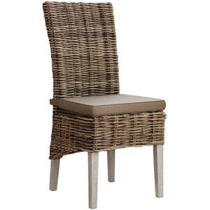 FWStyle Grey Wash Pair of Handmade Kubu Rattan Dining Chair Light legs H102 X W45 X D60cm FWStyle Grey Wash Pair of Handmade Kubu Rattan Dining Chair Light legs H102 X W45 X D60cm