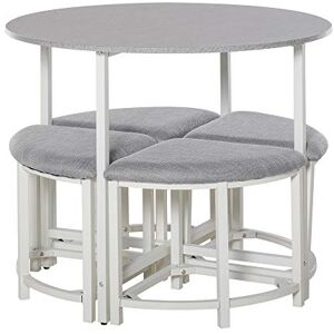 HOMCOM Modern Round Dining Table Set with 4 Upholstered Stools for Dining Room, Kitchen, Dinette HOMCOM Modern Round Dining Table Set with 4 Upholstered Stools for Dining Room, Kitchen, Dinette
