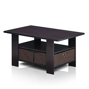 Furinno Andrey Coffee Table with Bin Drawer, Dark Walnut, 80 (W) x 39.6 (H) x 48.3 (D) cm Furinno Andrey Coffee Table with Bin Drawer, Dark Walnut, 80 (W) x 39.6 (H) x 48.3 (D) cm