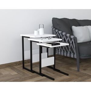 Hanah Home Stylish Nesting Table Set (3 Pieces) Black & White, 100% Melamine Coated, Iron Legs, Large: 40 x 55 x 40 cm, Medium: 36 x 50 x 36 cm, Small: 32 x 45 x 32 cm, Modern Design for Home and Office Hanah Home Stylish Nesting Table Set (3 Pieces) Black & White, 100% Melamine Coated, Iron Legs, Large: 40 x 55 x 40 cm, Medium: 36 x 50 x 36 cm, Small: 32 x 45 x 32 cm, Modern Design for Home and Office