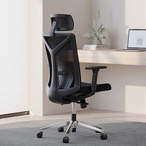 Novilla Mesh Computer Office Chair, Home Swivel Ergonomic Desk Chair, High Back Executive Chair With Adjustable Lumbar Support, Height, Backrest, 3D PU Armrests And Headrest, PU Wheels, Black Novilla Mesh Computer Office Chair, Home Swivel Ergonomic Desk Chair, High Back Executive Chair With Adjustable Lumbar Support, Height, Backrest, 3D PU Armrests And Headrest, PU Wheels, Black