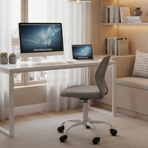 FurnitureR Ergonomic Office Chair, Grey Mesh Back, Adjustable Height, Rolling Base, 87 cm FurnitureR Ergonomic Office Chair, Grey Mesh Back, Adjustable Height, Rolling Base, 87 cm