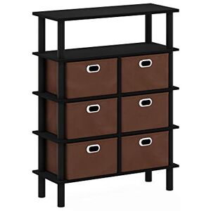 Furinno Frans Turn-N-Tube Console Table with Bin Drawers, Black Oak/Black/Brown Furinno Frans Turn-N-Tube Console Table with Bin Drawers, Black Oak/Black/Brown