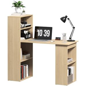 HOMCOM 120cm Computer Desk, Wooden PC Laptop Table with 6-Tier Storage Bookshelves, Home Office Working Study Desk, Writing Workstation, Natural Wood HOMCOM 120cm Computer Desk, Wooden PC Laptop Table with 6-Tier Storage Bookshelves, Home Office Working Study Desk, Writing Workstation, Natural Wood