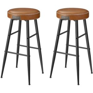 VASAGLE EKHO Collection Bar Stools Set of 2, Kitchen Counter, Breakfast, Synthetic Leather with Stitching, Mid-Century Modern, 76.2 cm Tall, Home Bar, Easy Assembly, Caramel Brown VASAGLE EKHO Collection Bar Stools Set of 2, Kitchen Counter, Breakfast, Synthetic Leather with Stitching, Mid-Century Modern, 76.2 cm Tall, Home Bar, Easy Assembly, Caramel Brown