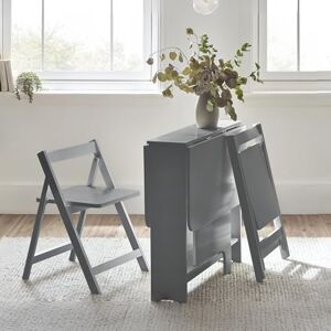 Julian Bowen Gatan Small Gateleg Table With 2 Chairs-Light Grey, Wood, 70 x 80 x100 Julian Bowen Gatan Small Gateleg Table With 2 Chairs-Light Grey, Wood, 70 x 80 x100