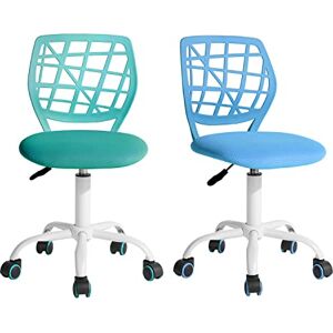 FurnitureR Desk Chair Office Chair Fabric Seat Ergonomic Study Chair without Armrest, Adjustable Height Swivel Chair, set of 2, Blue+Aqua,I FurnitureR Desk Chair Office Chair Fabric Seat Ergonomic Study Chair without Armrest, Adjustable Height Swivel Chair, set of 2, Blue+Aqua,I
