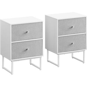 VASAGLE Bedside, Side End Table with Storage, 2 Removable Fabric Drawers, for Bedroom, Living Room, Cloud White, Dove Grey, 30 x 40 x 55 cm VASAGLE Bedside, Side End Table with Storage, 2 Removable Fabric Drawers, for Bedroom, Living Room, Cloud White, Dove Grey, 30 x 40 x 55 cm