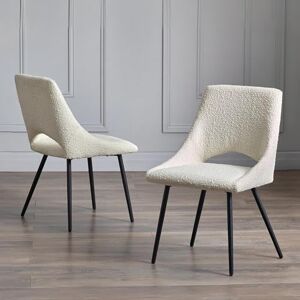 Julian Bowen Set of 2 Iris Boucle Dining Chairs-Ivory, 84 x 61 x 52 Julian Bowen Set of 2 Iris Boucle Dining Chairs-Ivory, 84 x 61 x 52